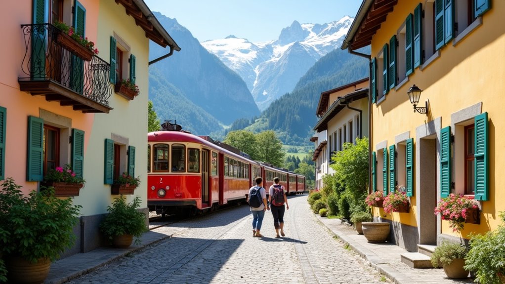 pastel architecture meets mountains