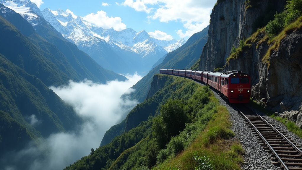 scenic train through andes