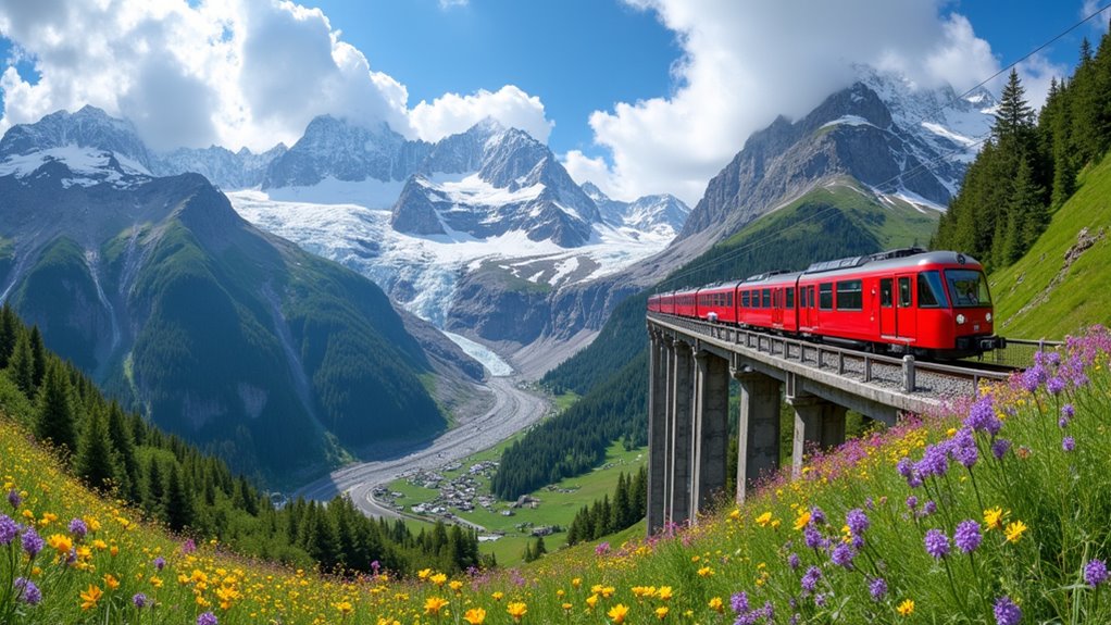 seasonal alpine wildflower railway